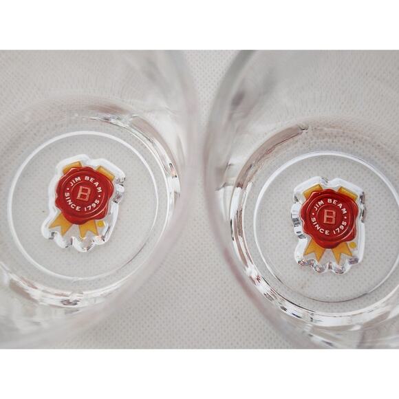 GLASSES-Old Fashion/Rocks-Jim Beam Collector-Clear-Emblem on Bottom-Set of 4 - Picture 2 of 9